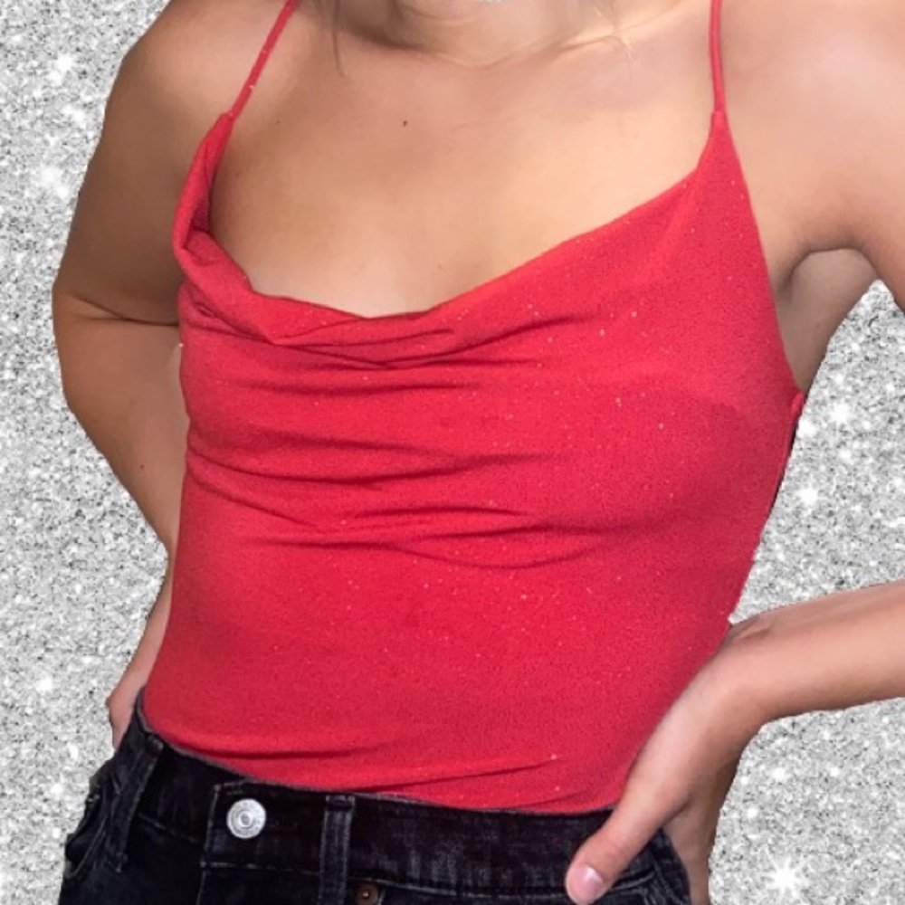 Windsor Sparkly Red Thong Bodysuit